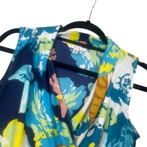 Cabi XS Floral Womens Sleevelss Cross Over‎ Top 100% Polyester